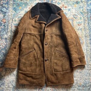 Vintage 70s Greenfield Millets Fur Lined Shearling Suede Jacket Large
